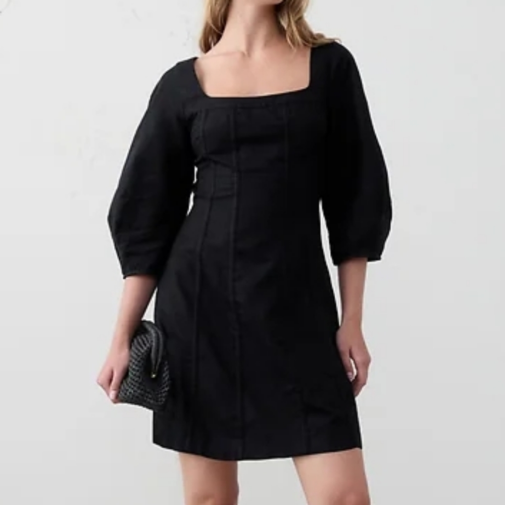NWT BANANA REPUBLIC | $120 Linen-Blend Seamed Mini Dress - Picture 2 of 2
